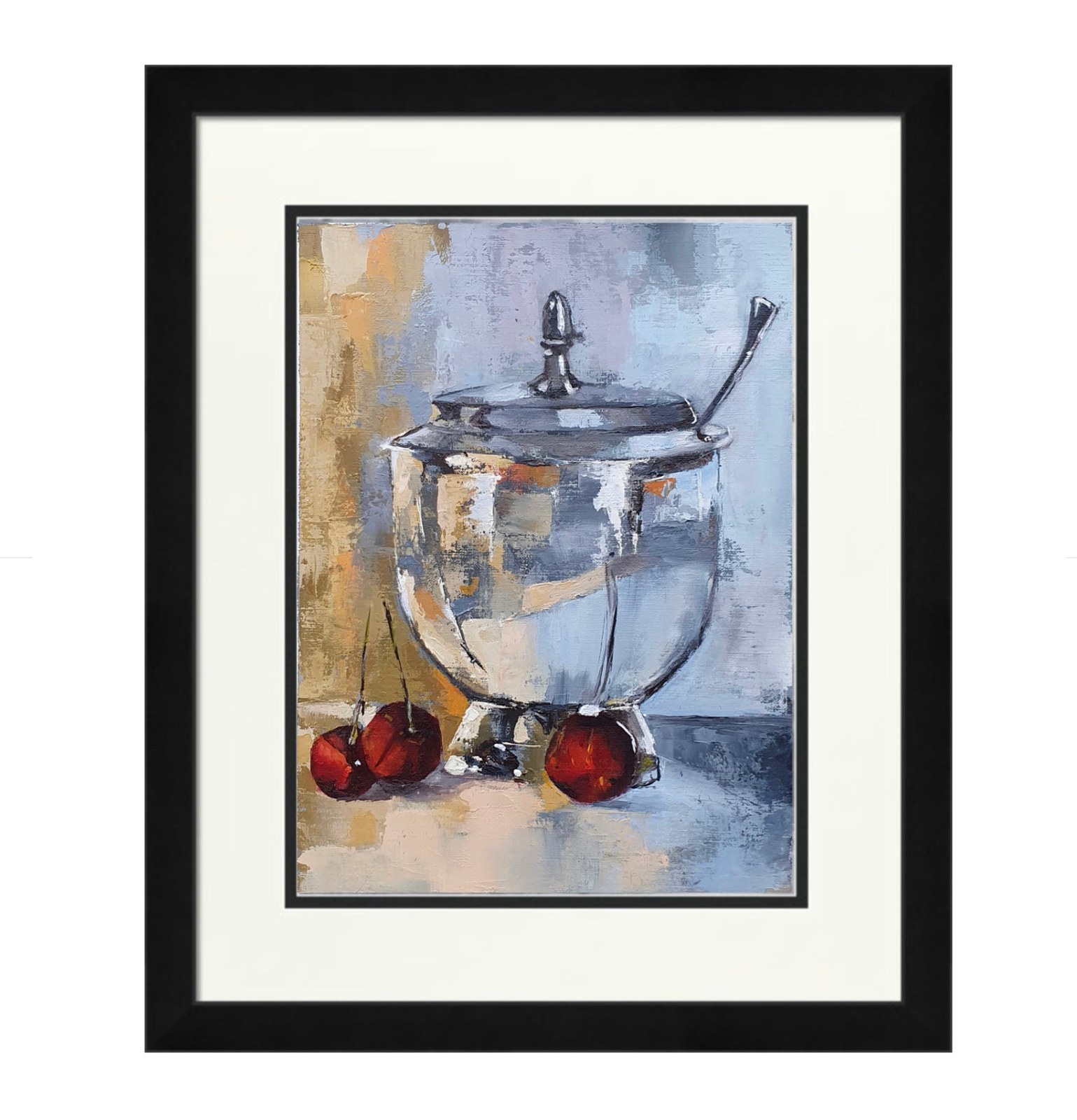 Dessert bowl with cherries — painting by Anjali