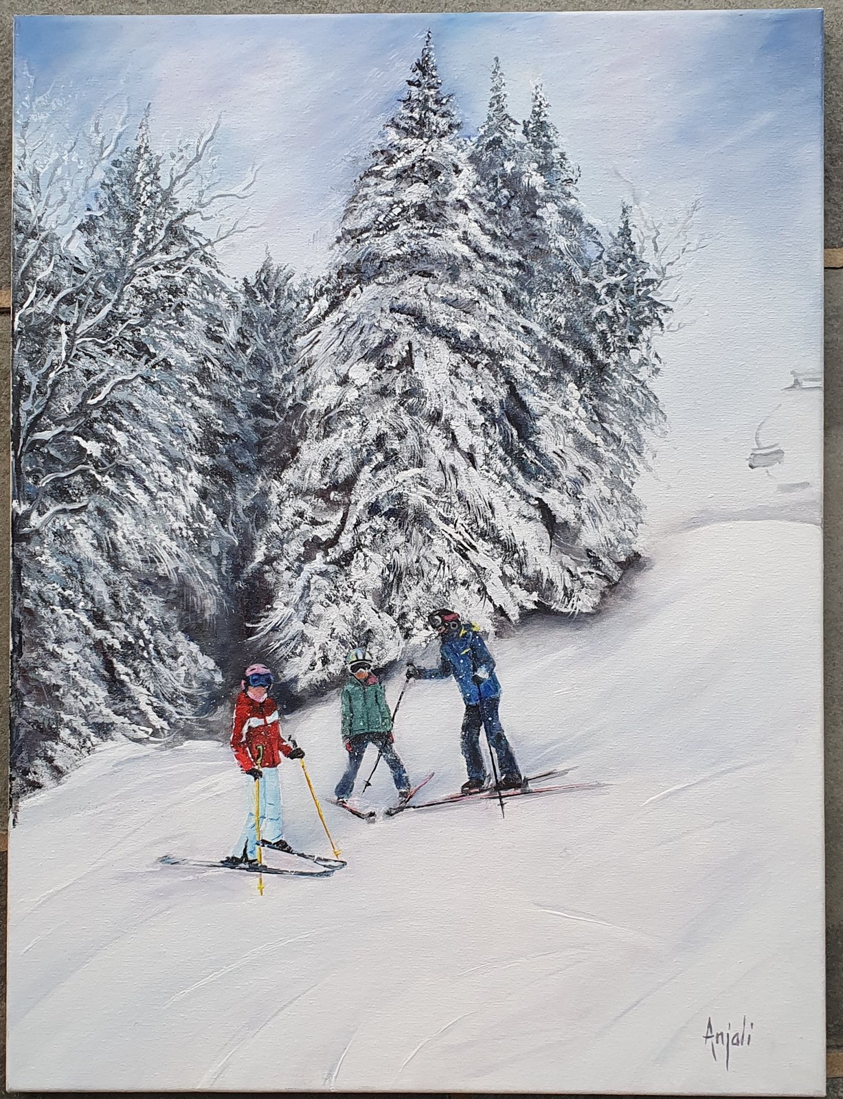 Skiing In Stowe — painting by Anjali