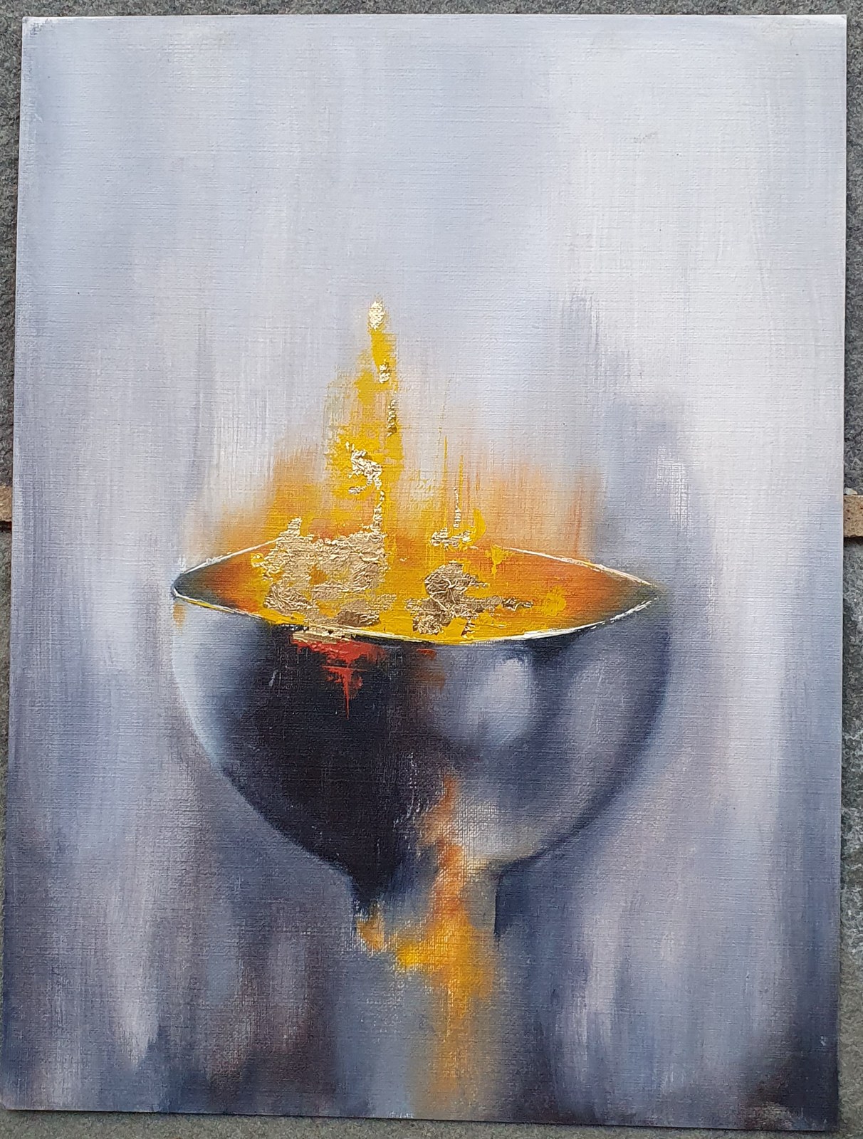 White and Gold Bowl — painting by Anjali