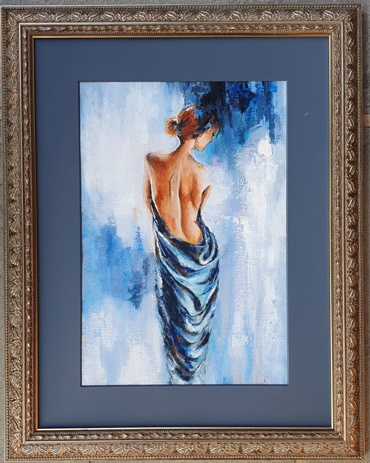 Woman In Blue Wrap — painting by Anjali
