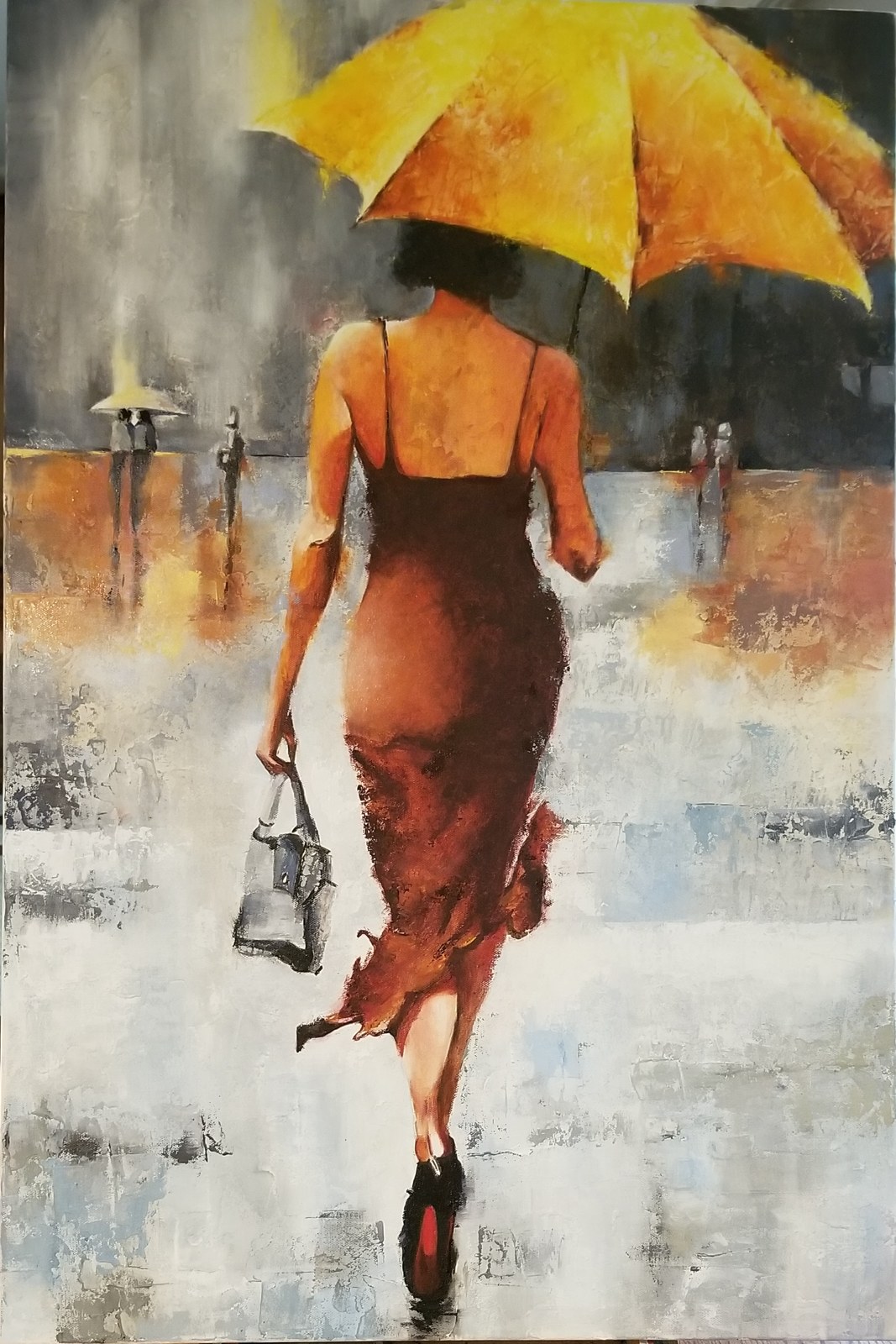 Woman With a Yellow Umbrella — painting by Anjali