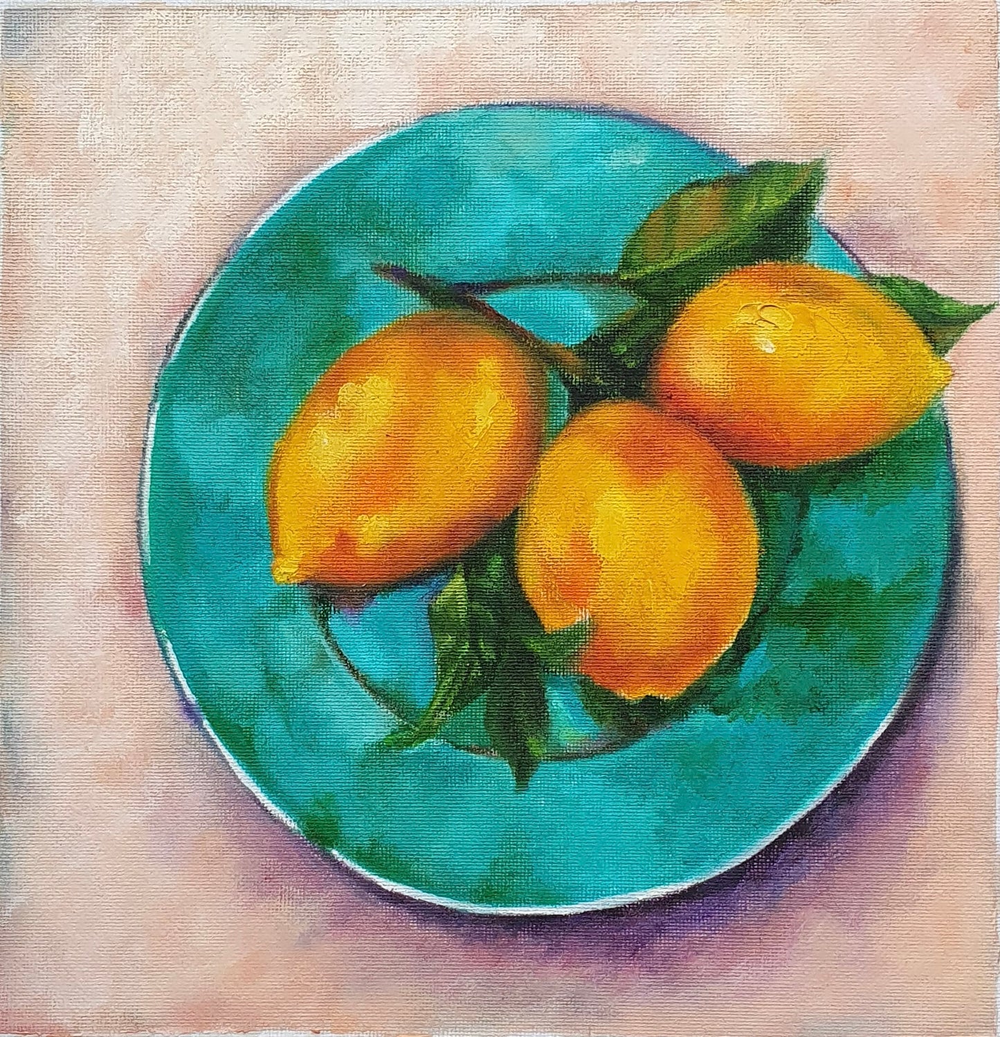 Lemons On Blue Plate